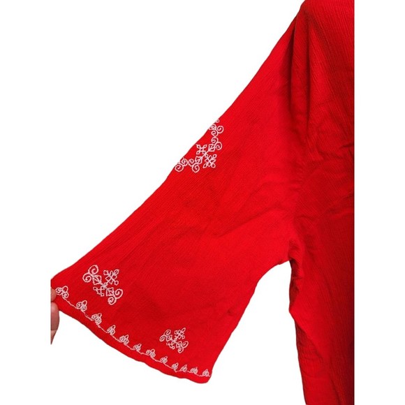 Catherines Oversized Embroidered Red/Orange Lace Trim Tunic Size 3X - Picture 4 of 6